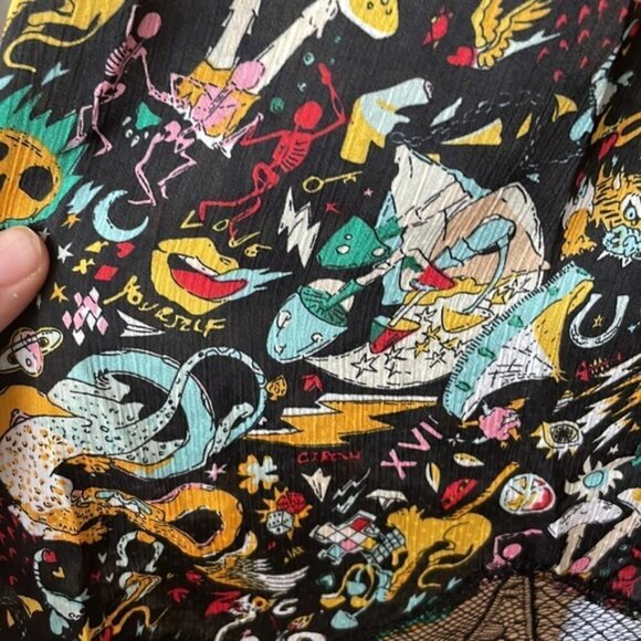 ZADIG & VOLTAIRE High Low midi lace trim skirt with skull 💀 pattern - Picture 4 of 15